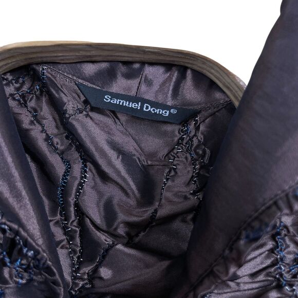 Samuel Dong Medium Full Zip Brown Collared Textured Jacket Polyester Blend - Picture 4 of 7